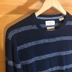 Blue Striped Cotton Cashmere Sweater